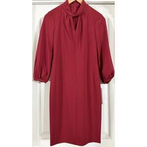 NEW CALVIN KLEIN TWIST CREW NECK SHEATH DRESS RED CRANBERRY SIZE 6 MSRP $134